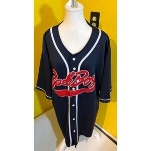Bad Boy Records Biggie Smalls Baseball Jersey Navy Blue Men's Size 2XL Hip Hop